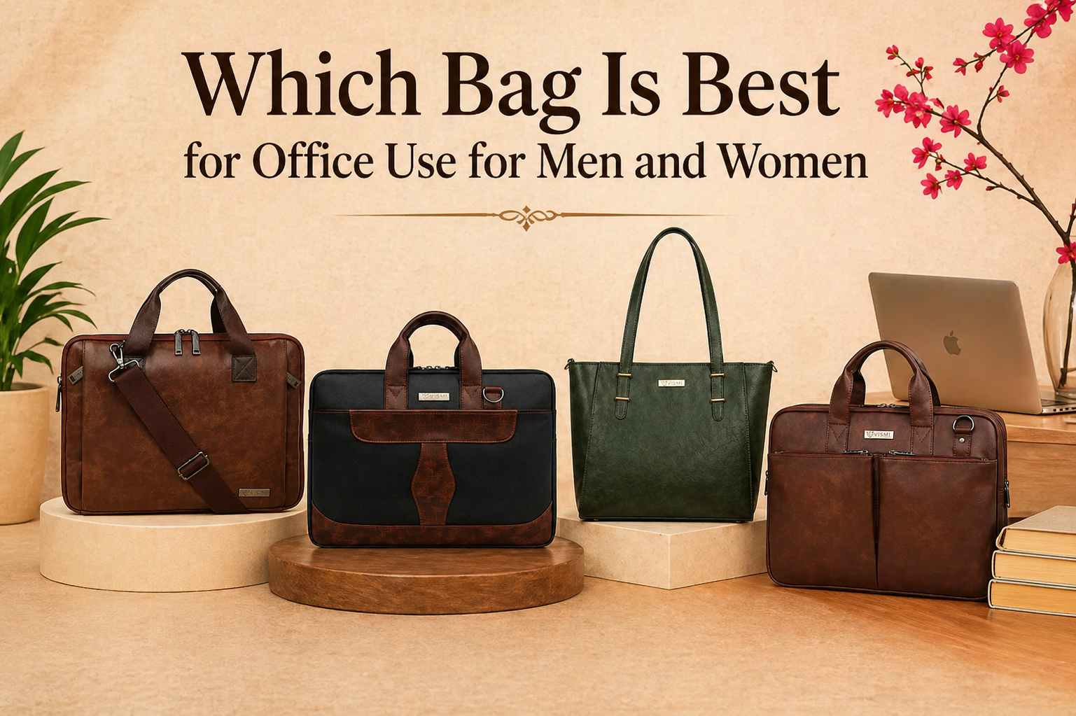 Best office bags for men and women with stylish work bags banner.