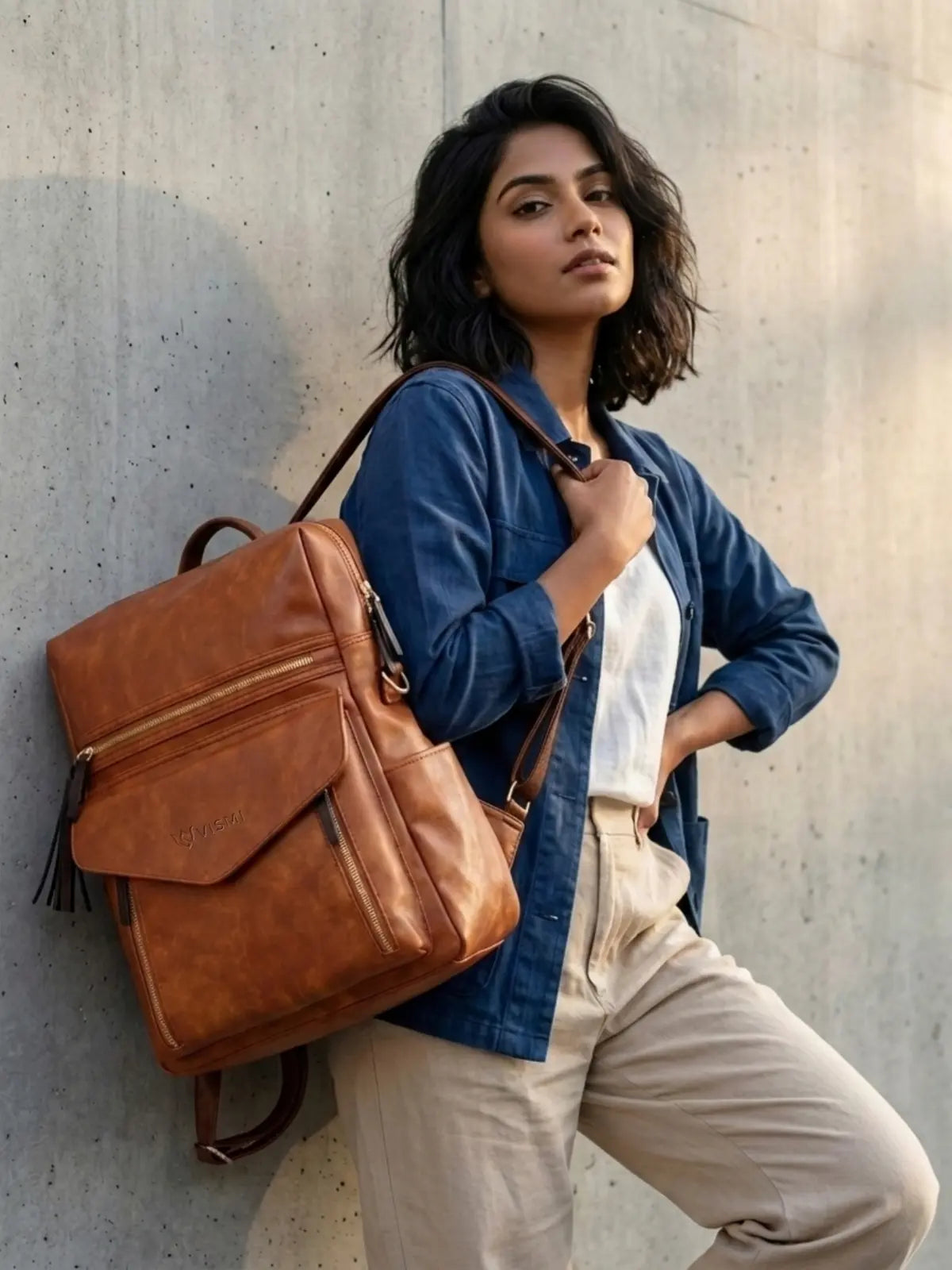 Timeless Shine Women Backpack - Tan