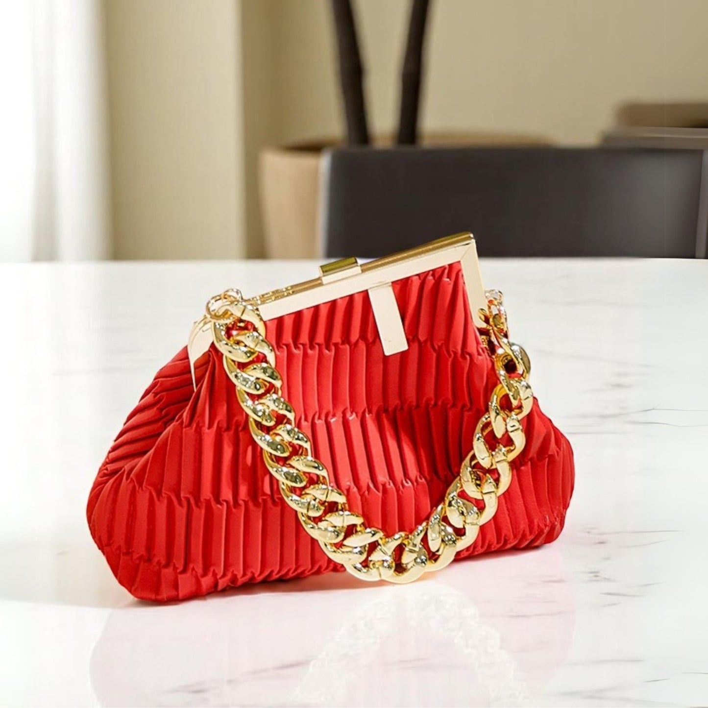 Fashionista Hobo Shoulder Bag- Red