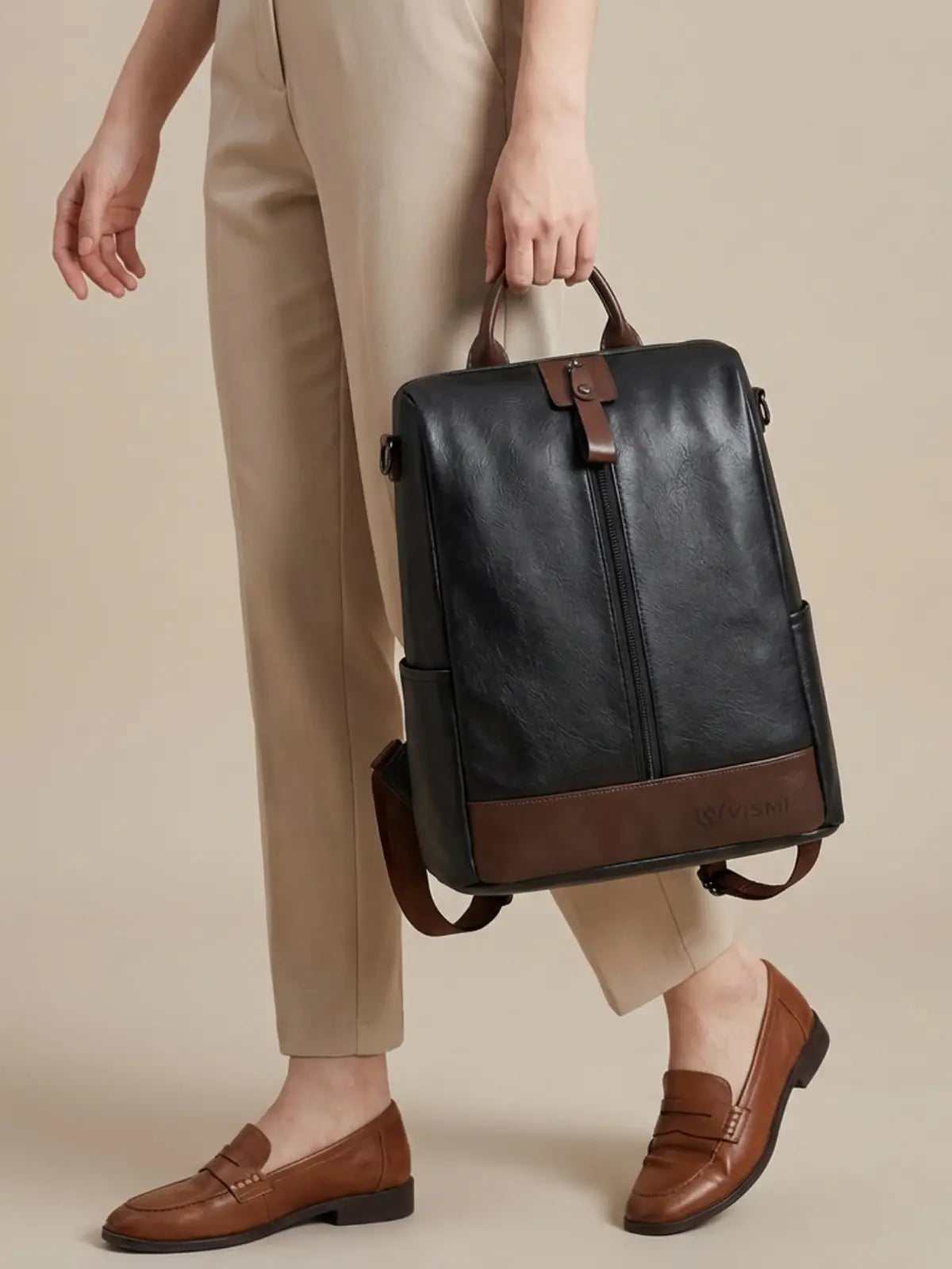 Timeless Aura Women Backpack Handbag - Black
