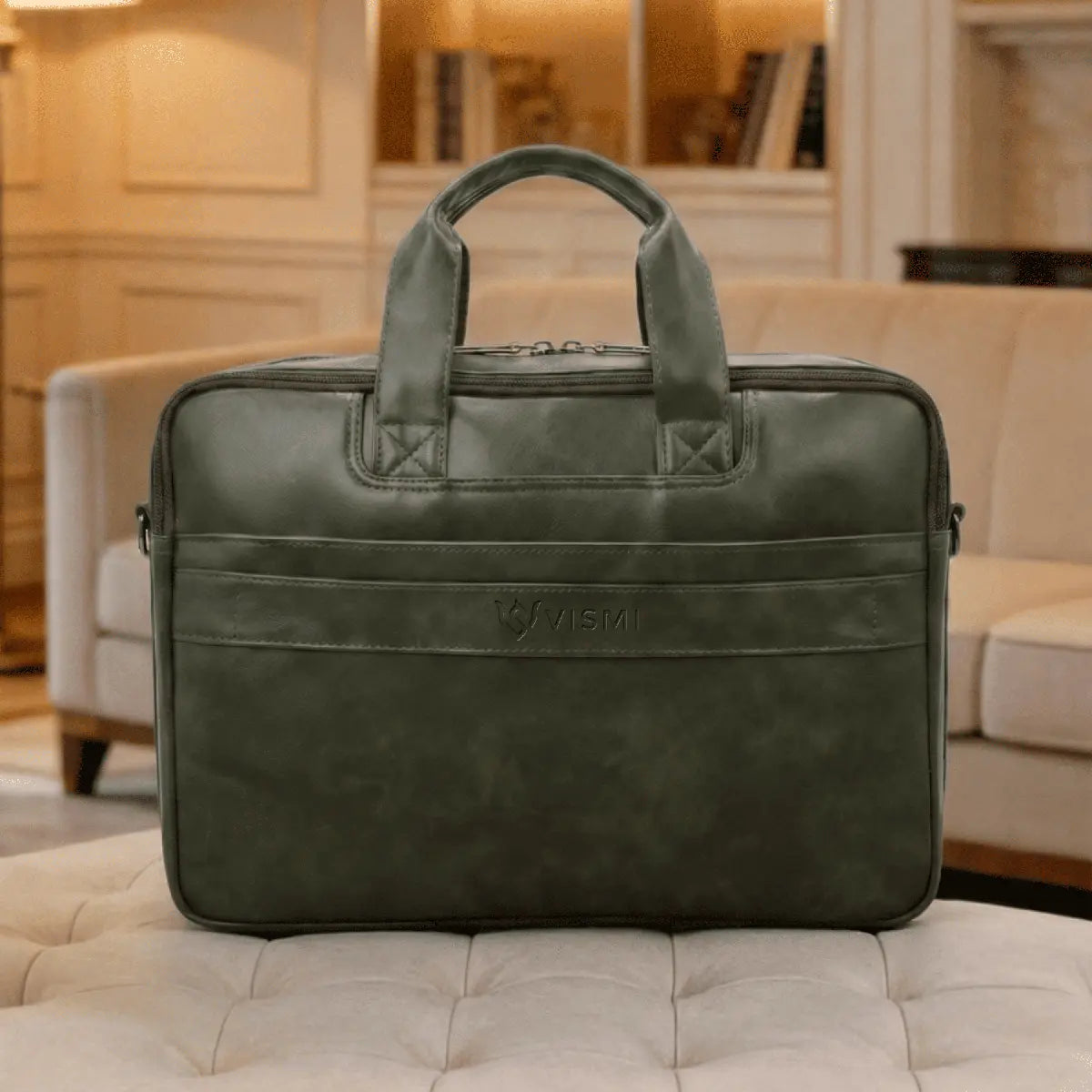 Timeless Urban Laptop Messenger Briefcase Bag - Olive Green