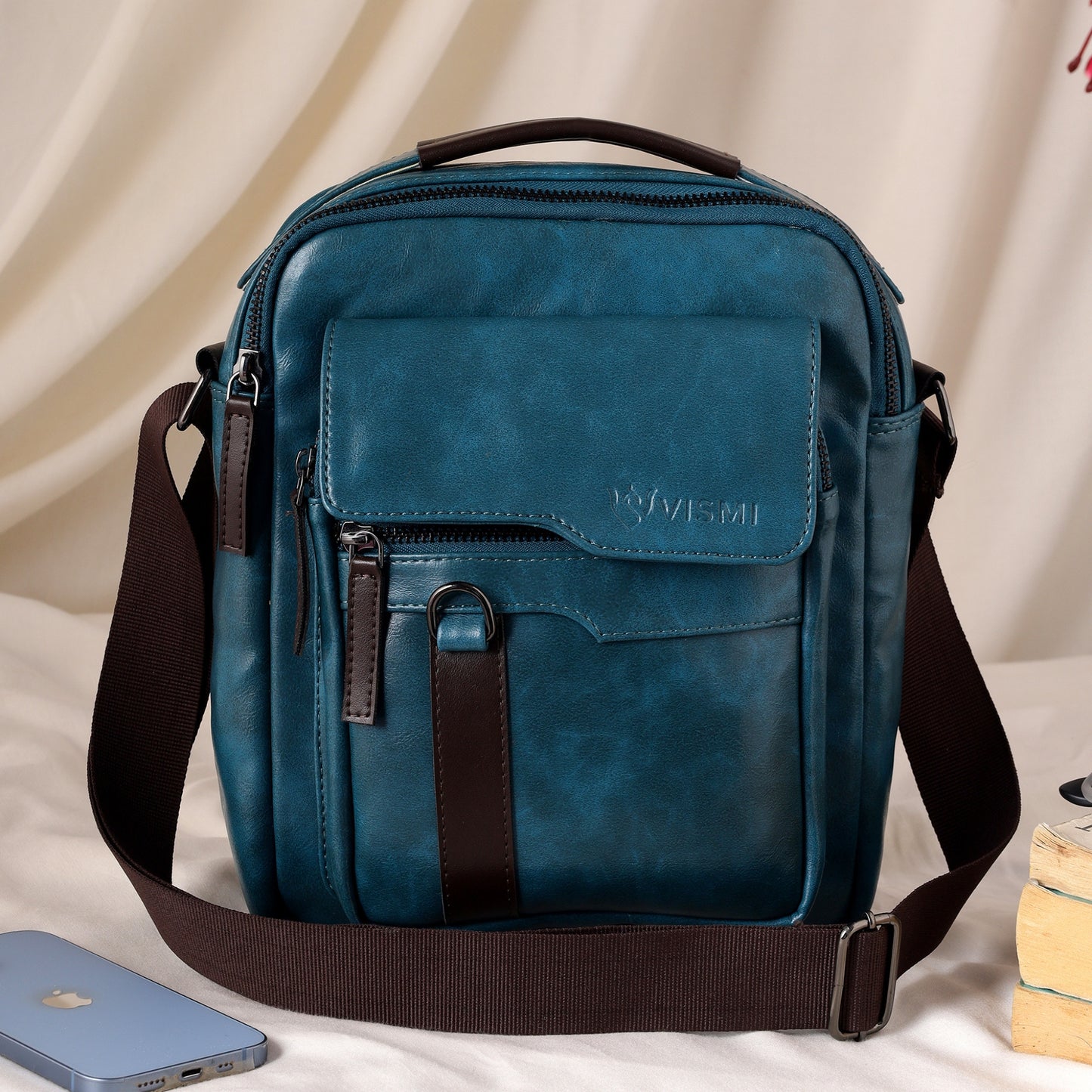 Timeless Alpha Men's Messenger Bag - Teal Blue