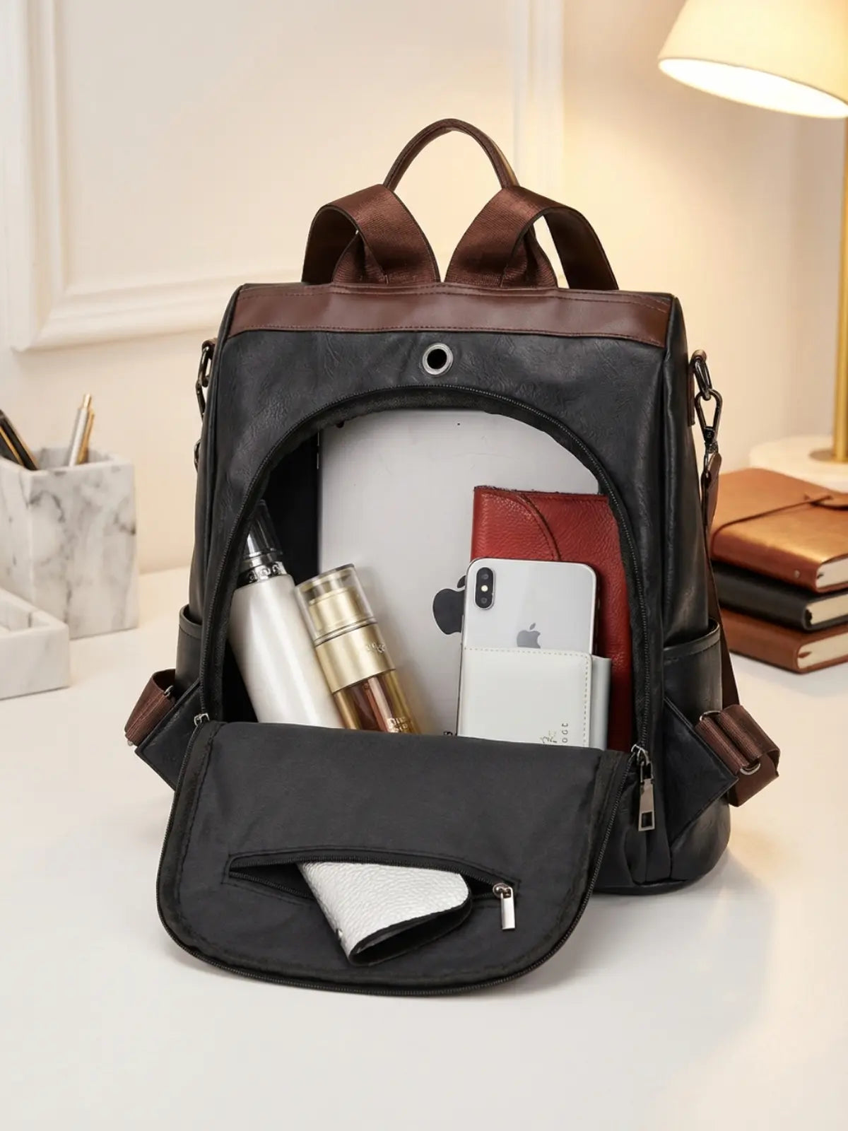Timeless Aura Women Backpack Handbag - Black