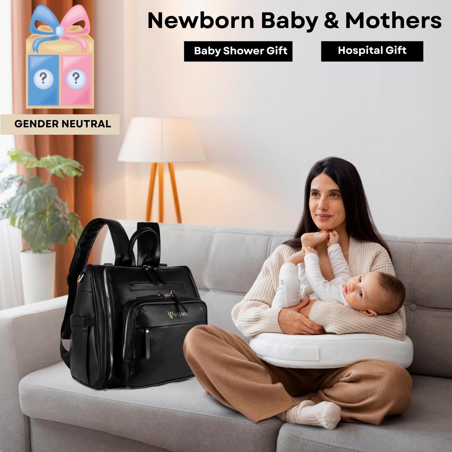 Timeless Backpack Messenger Diaper Bag - Black