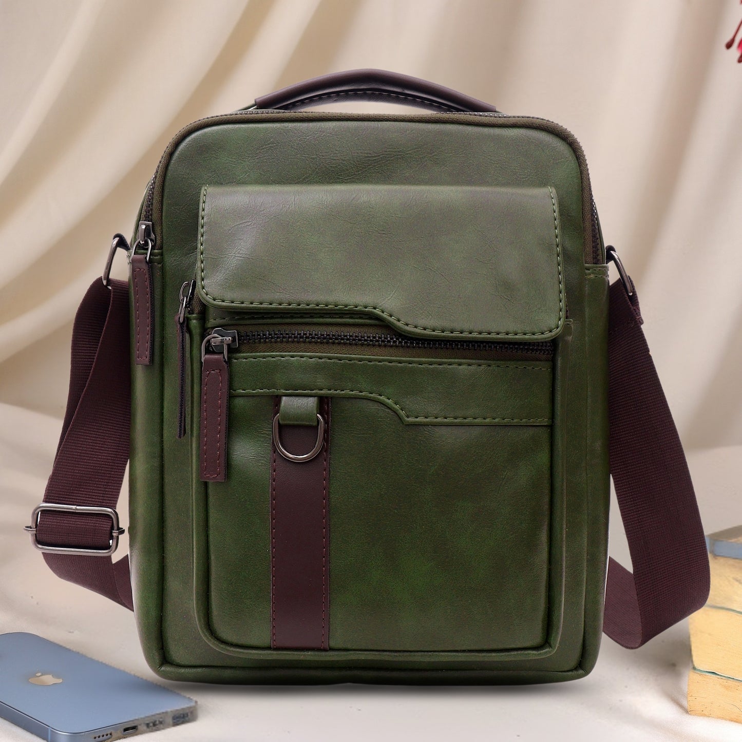 Timeless Alpha Men's Messenger Bag - Olive Green