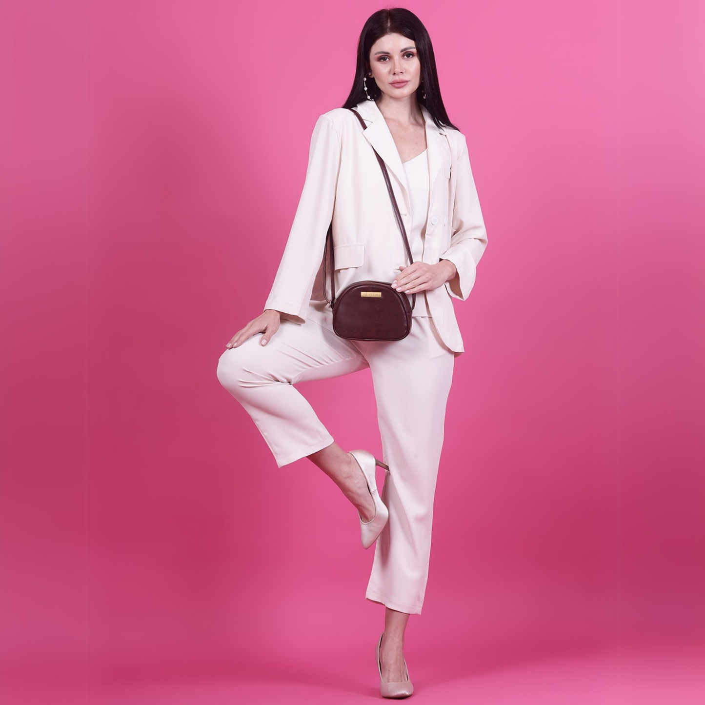 Timeless Chic Women's Sling Bag - Wine