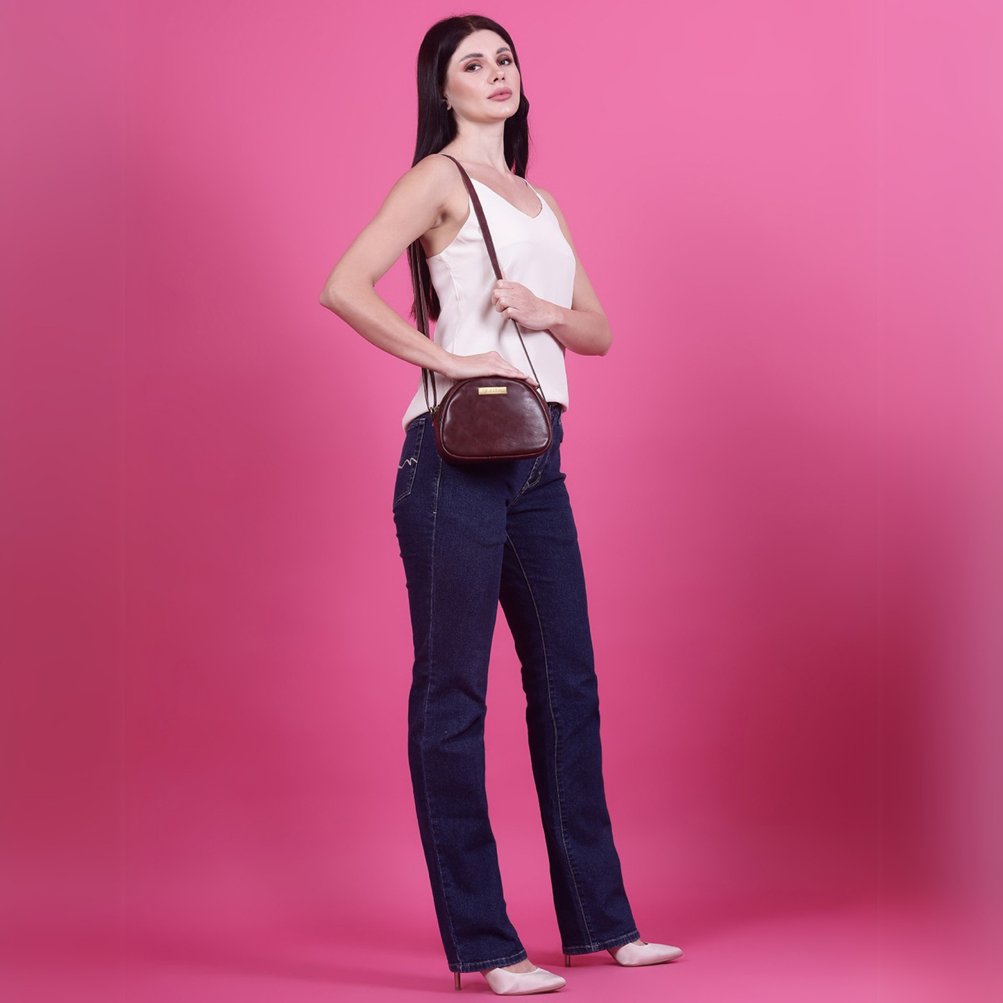 Timeless Chic Women's Sling Bag - Wine