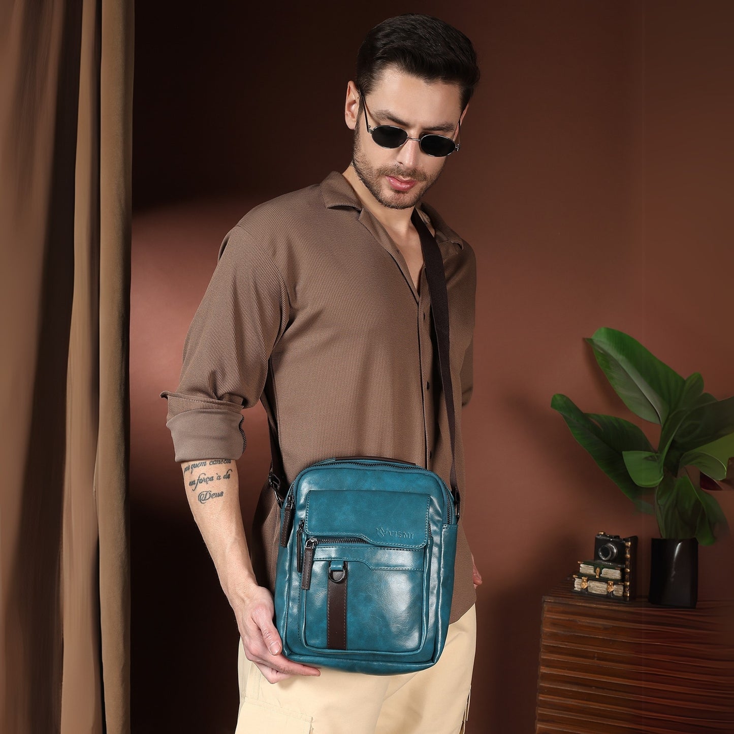 Timeless Alpha Men's Messenger Bag - Teal Blue