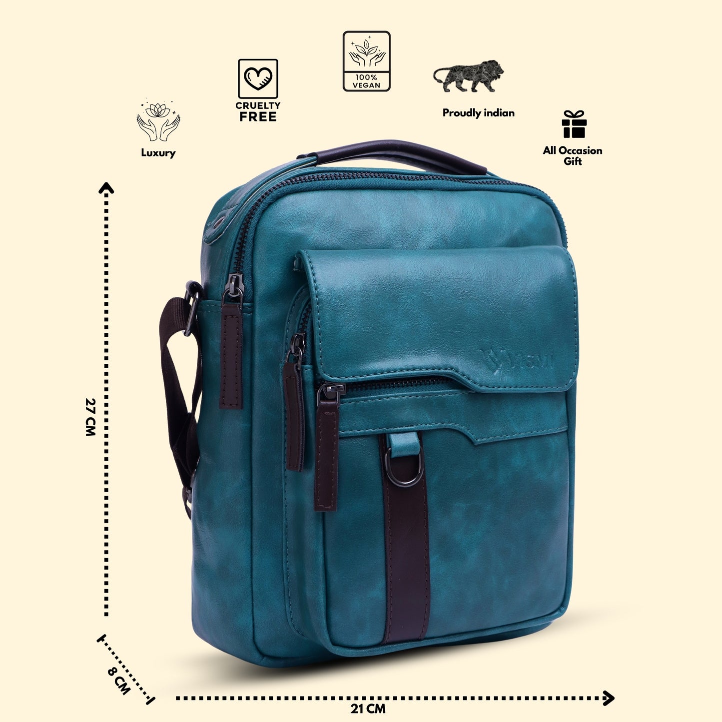 Timeless Alpha Men's Messenger Bag - Teal Blue