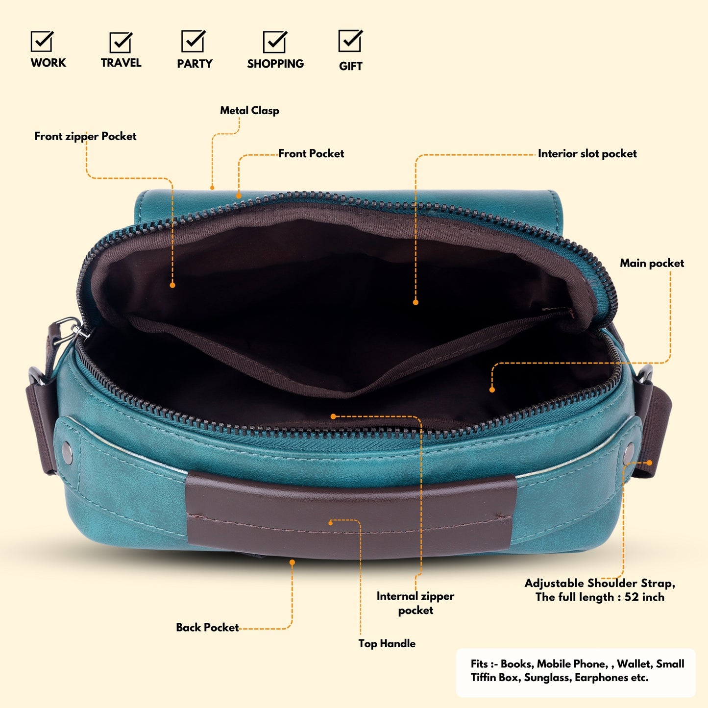 Timeless Alpha Men's Messenger Bag - Teal Blue