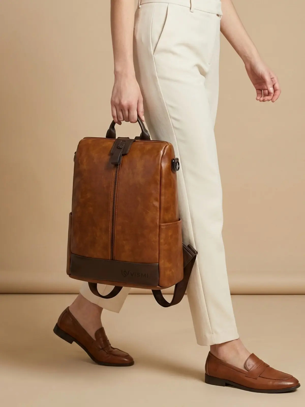 Timeless Aura Women Backpack Handbag - Tan