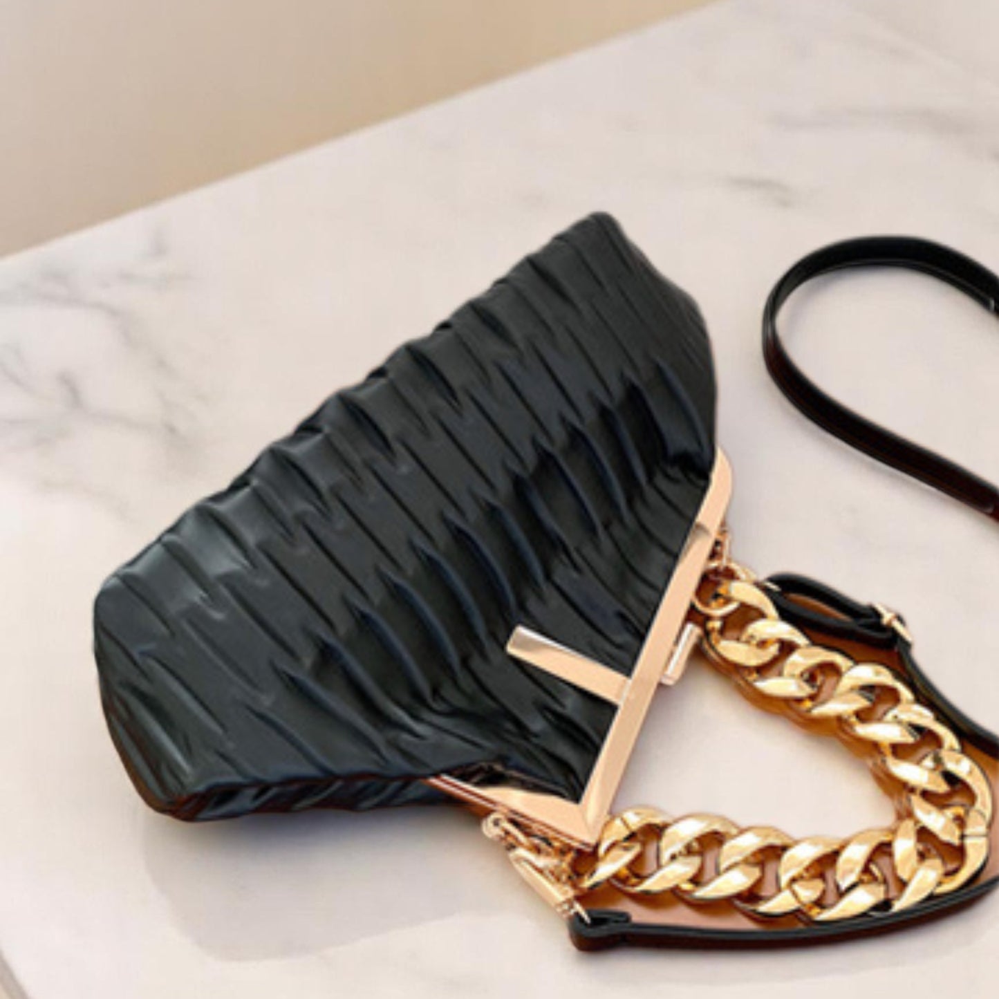 Fashionista Hobo Shoulder Bag- Black