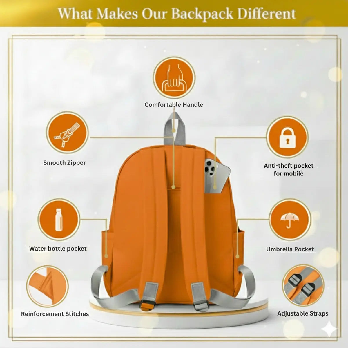 Everyday Essentials Women Backpack - Brick Orange