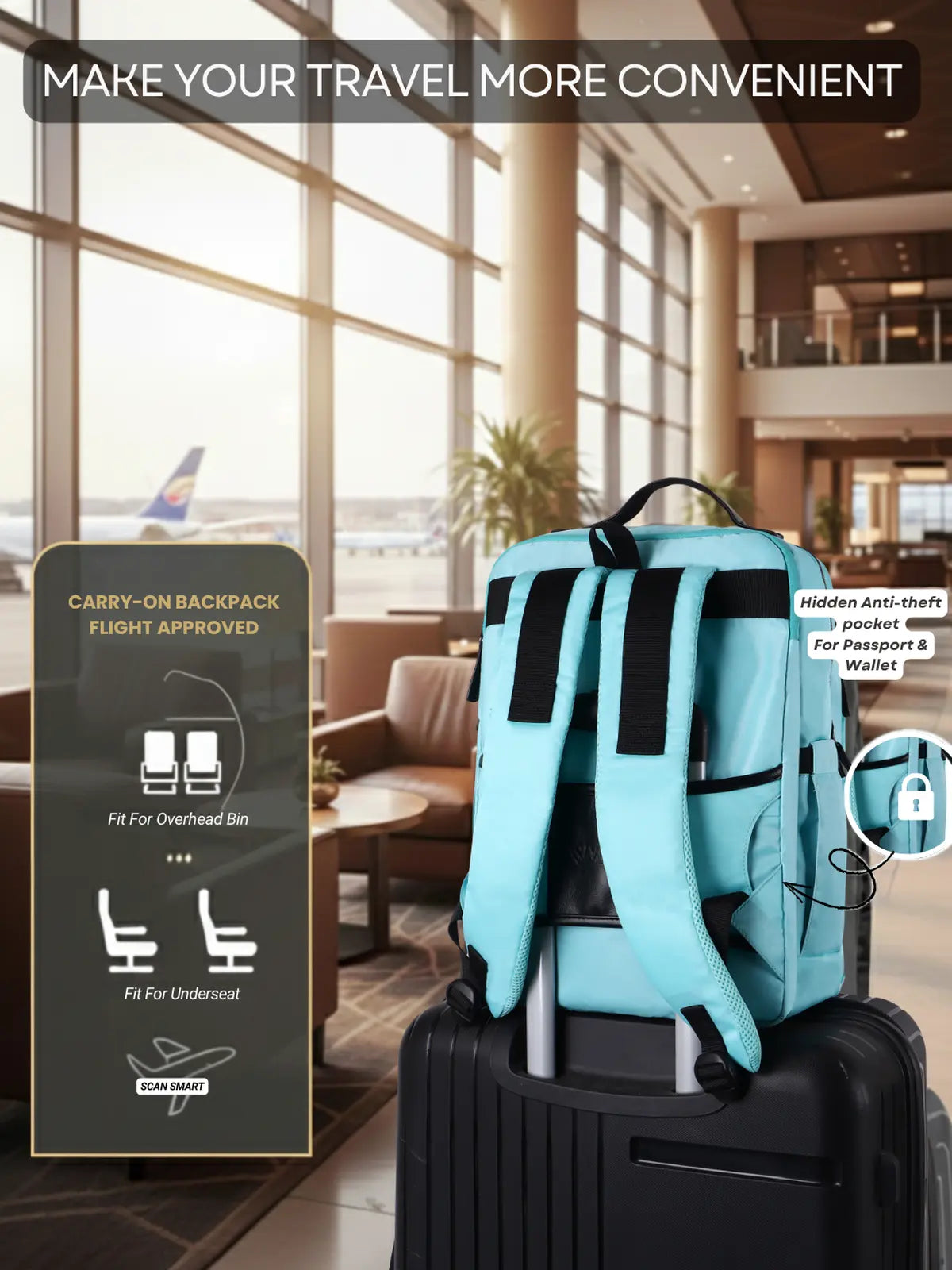 Everyday Essentials Travel Laptop Backpack - Sky Blue