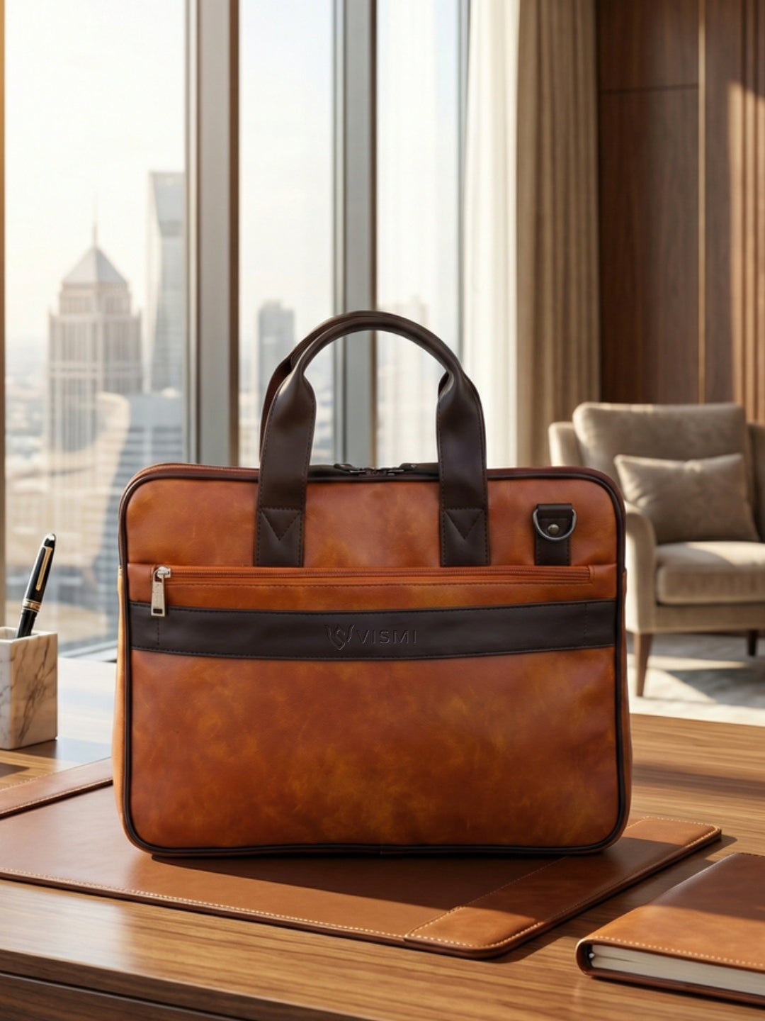 Timeless Prime Laptop Messenger Bag - Tan