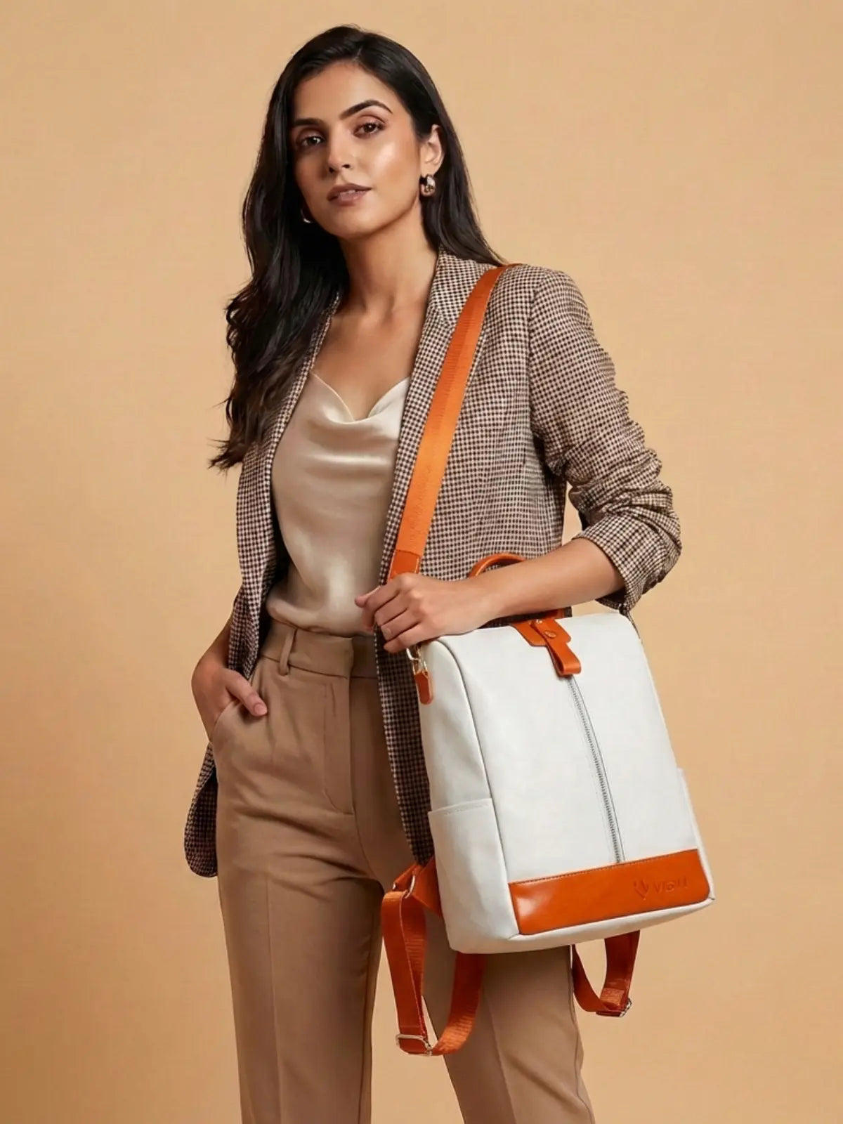 Timeless Aura Women Backpack Handbag - White