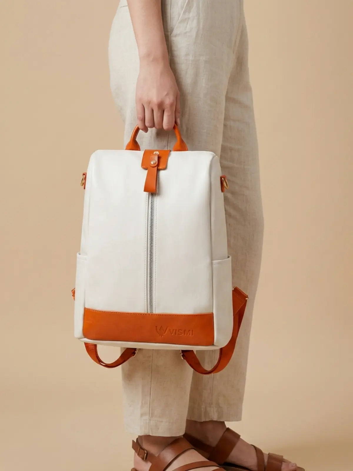 Timeless Aura Women Backpack Handbag - White