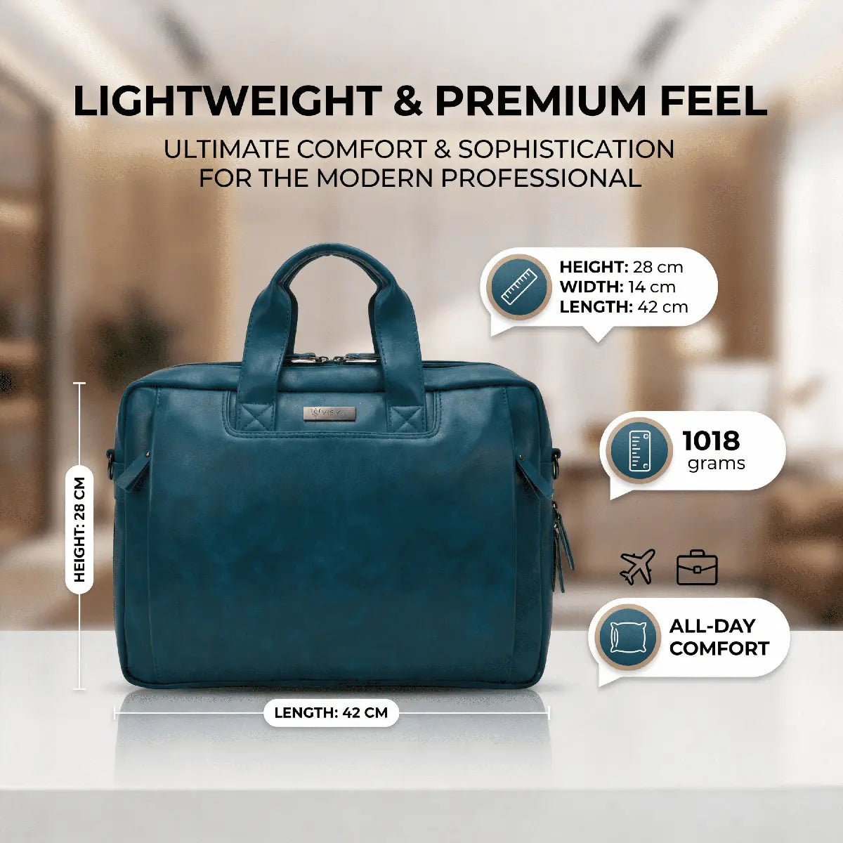 Timeless Urban Laptop Messenger Briefcase Bag - Teal Blue