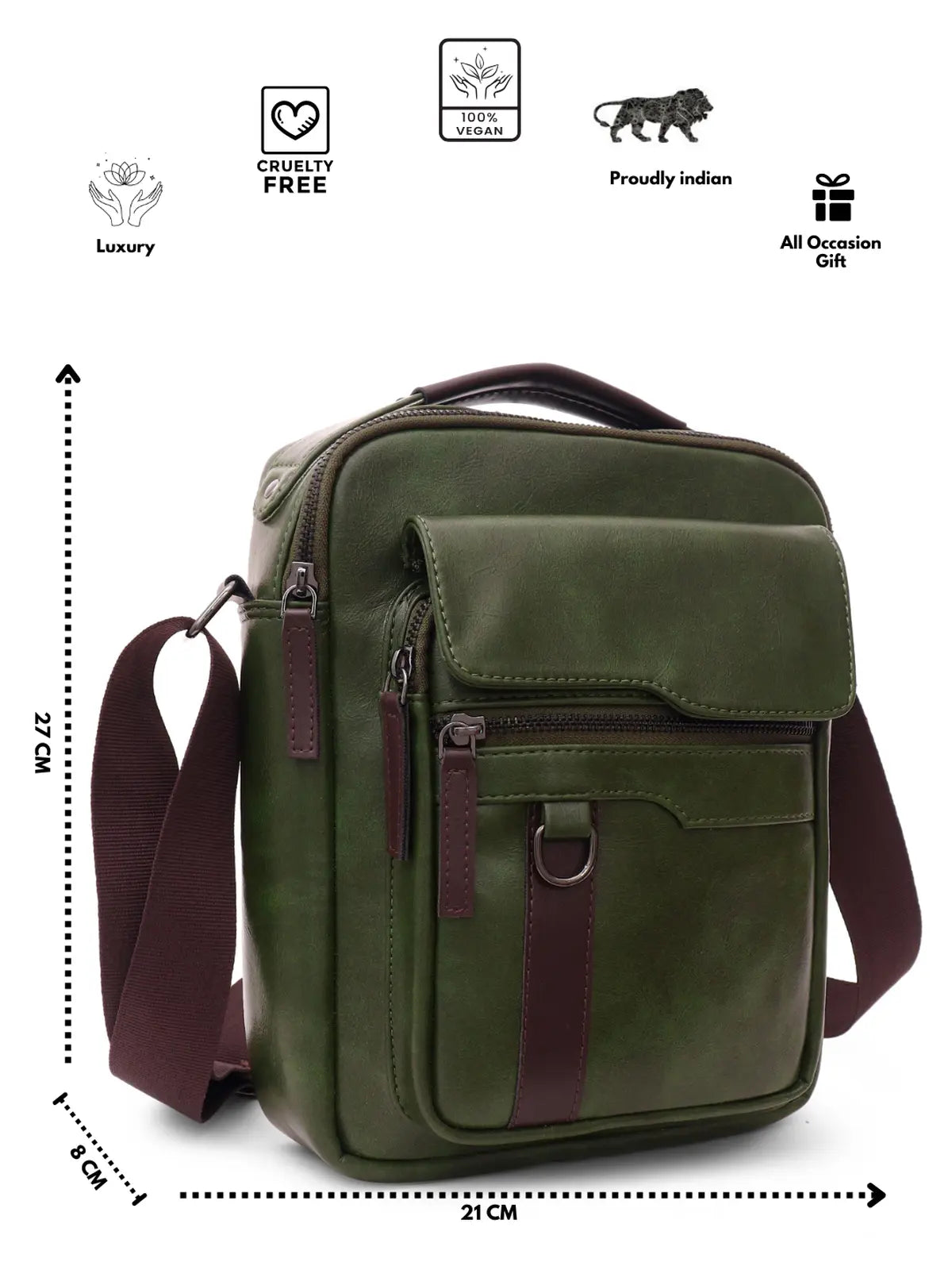 Timeless Alpha Men's Messenger Bag - Olive Green