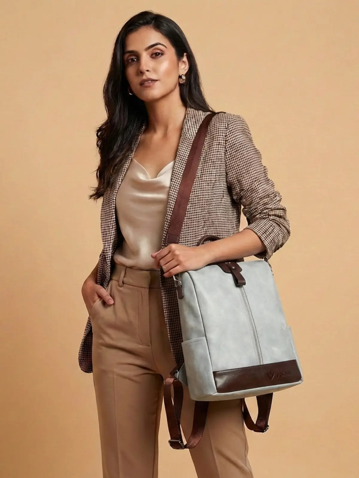 Timeless Aura Women Backpack Handbag - Grey