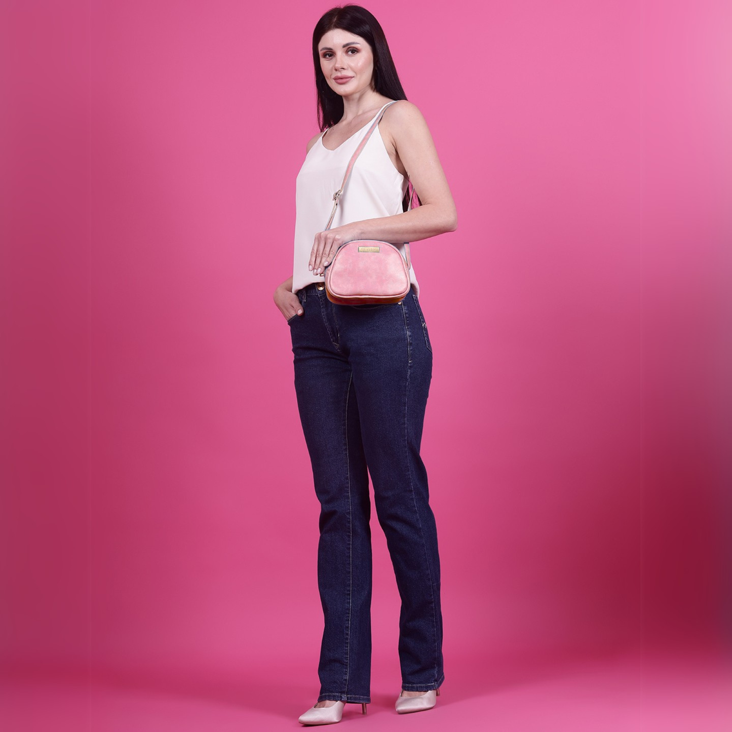 Timeless Chic Women's Sling Bag - Blush Pink