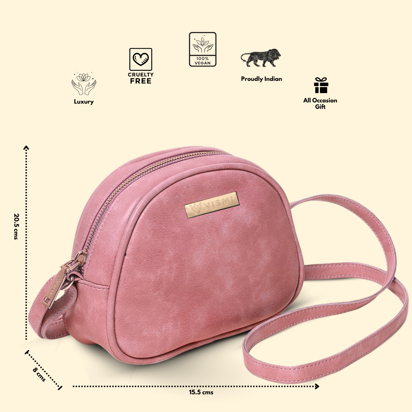 Timeless Chic Women's Sling Bag - Blush Pink