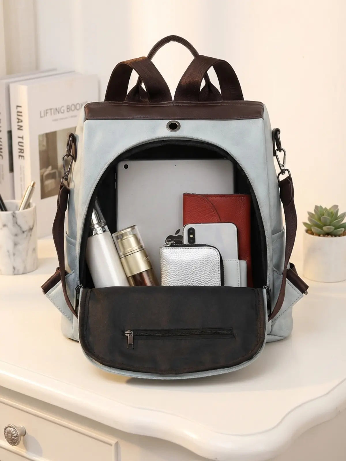 Timeless Aura Women Backpack Handbag - Grey
