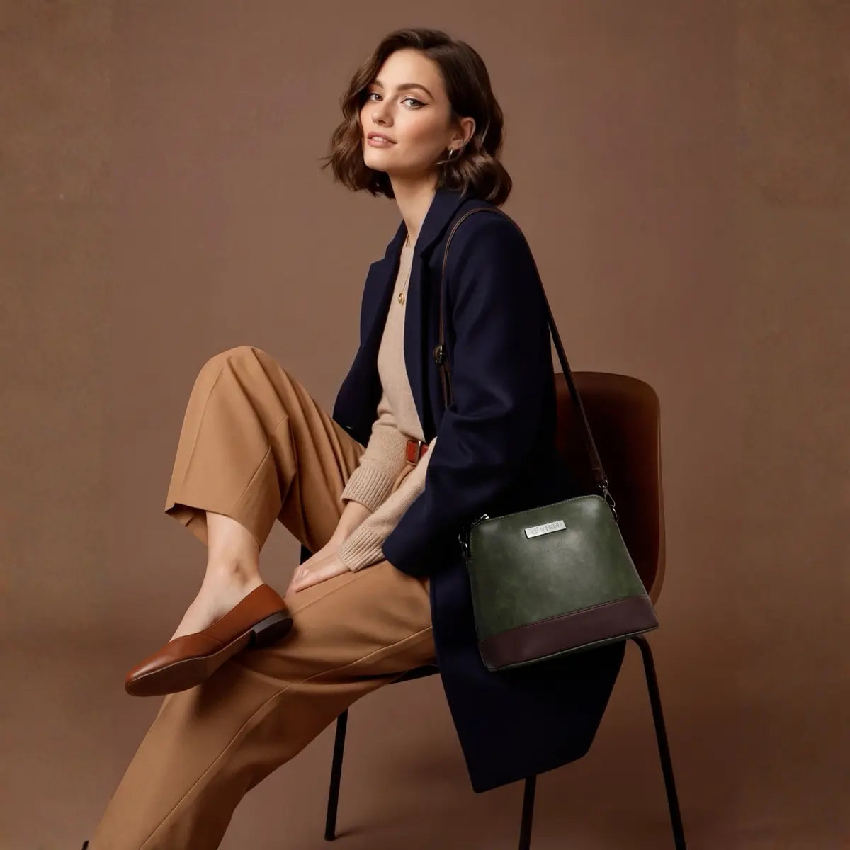 Timeless Luxe Women's Sling Bag - Olive Green