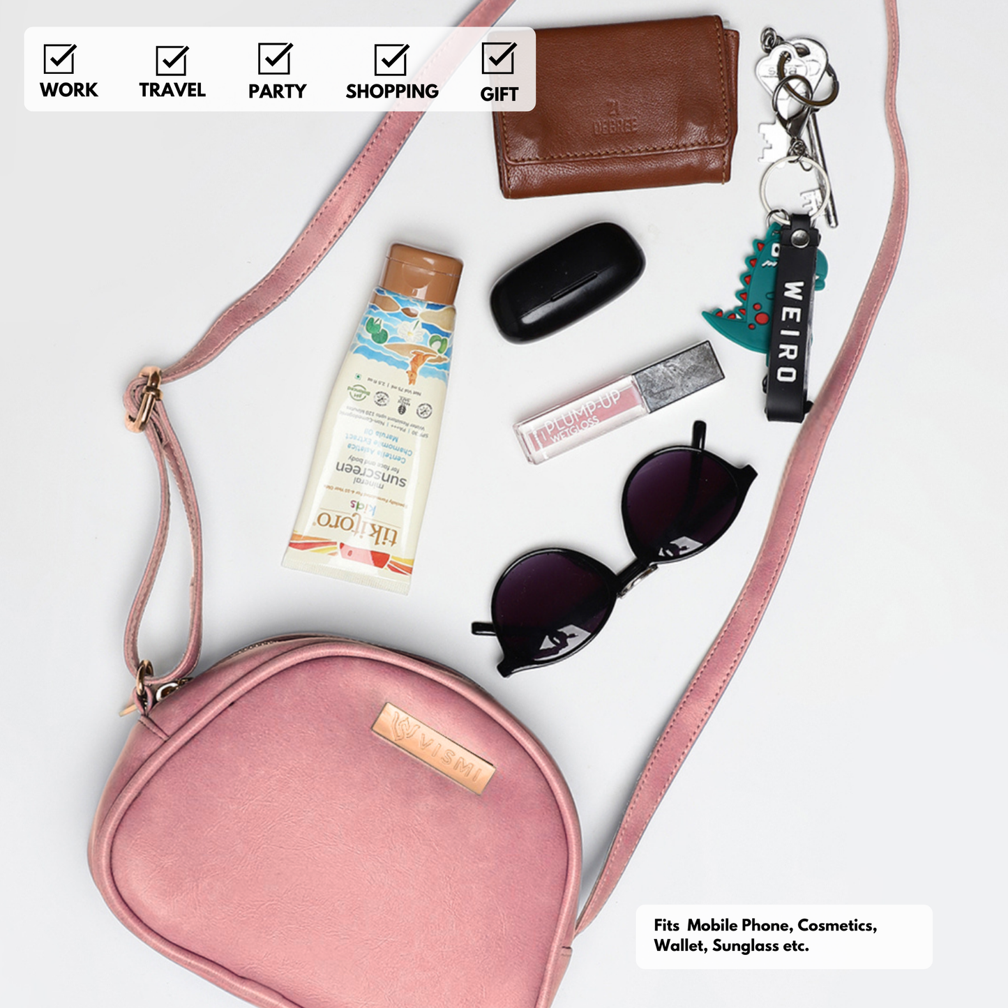 Timeless Chic Women's Sling Bag - Blush Pink