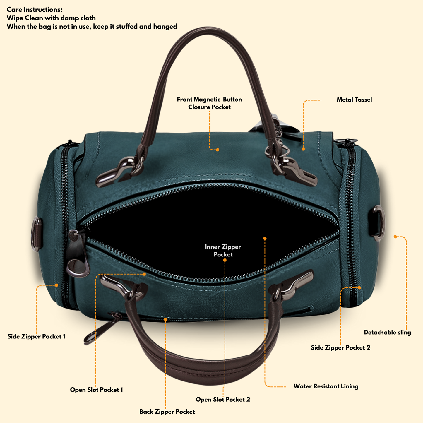 Timeless Mystique Satchel Handbag - Teal Blue