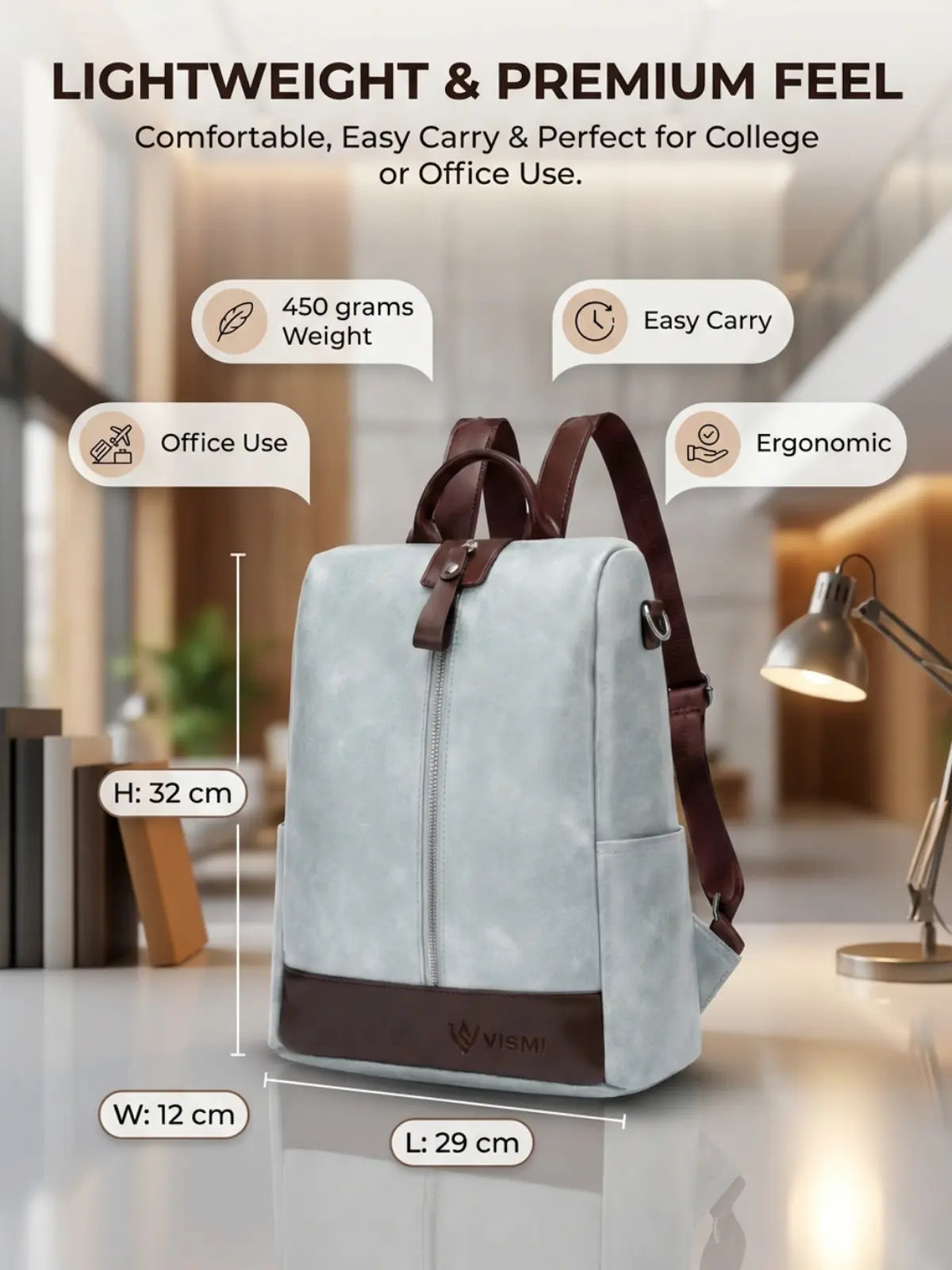 Timeless Aura Women Backpack Handbag - Grey