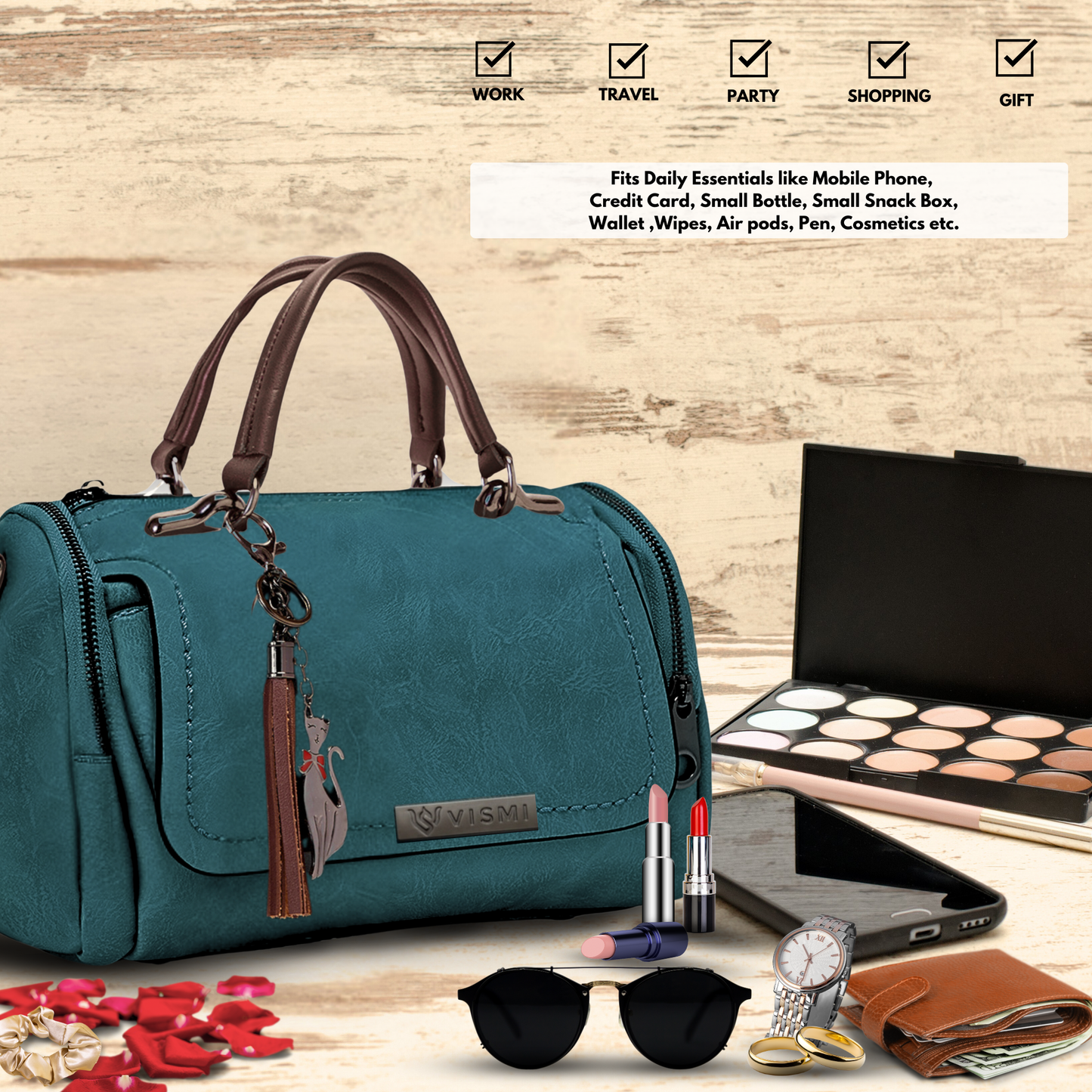 Timeless Mystique Satchel Handbag - Teal Blue