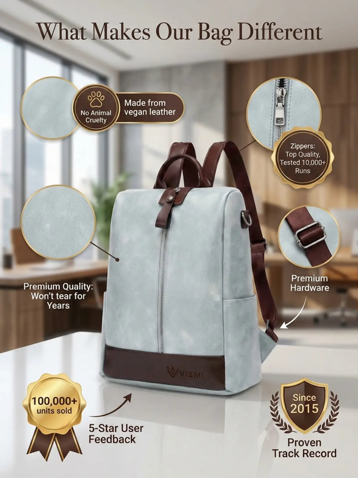 Timeless Aura Women Backpack Handbag - Grey