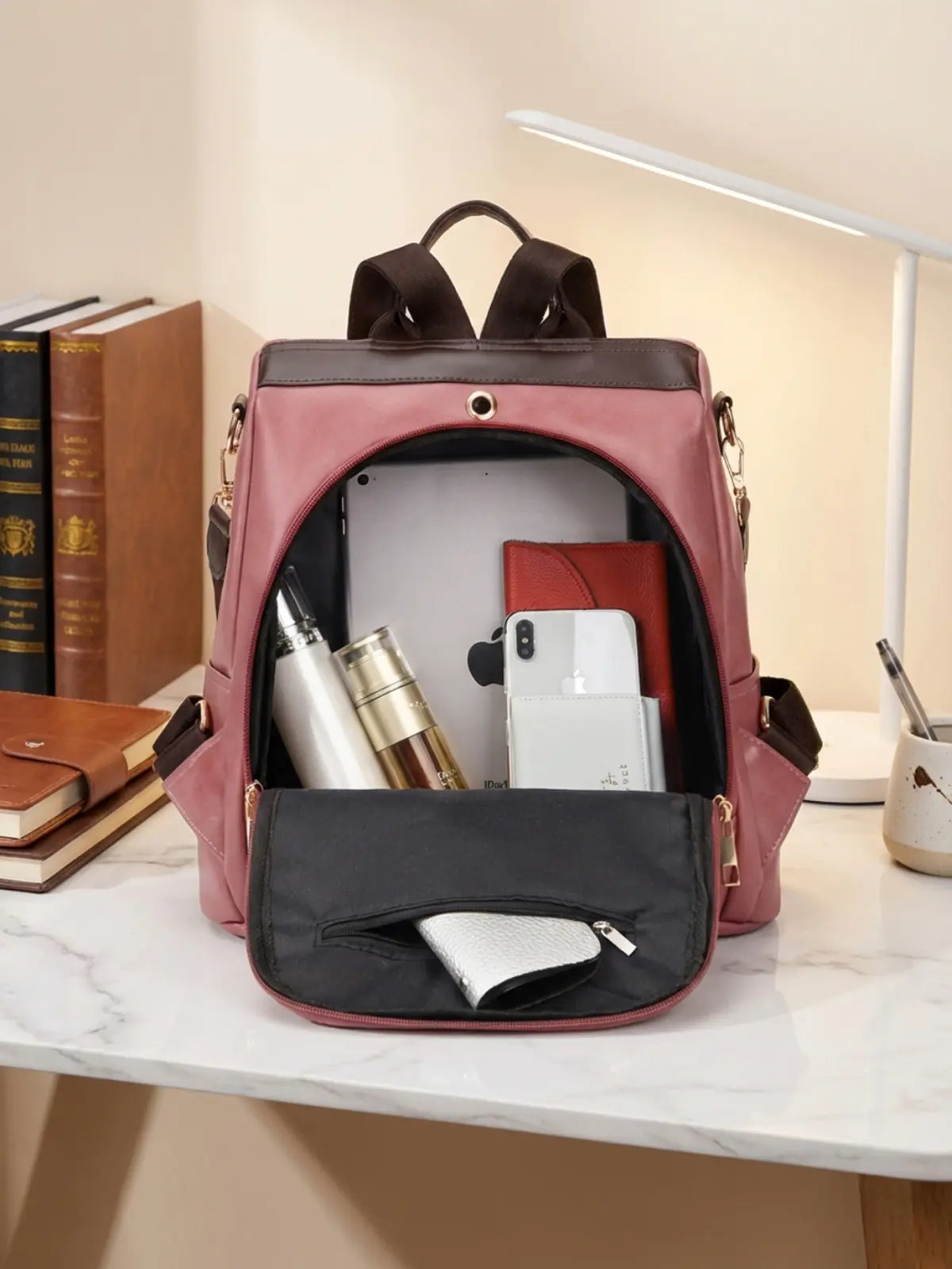 Timeless Aura Women Backpack Handbag - Blush Pink