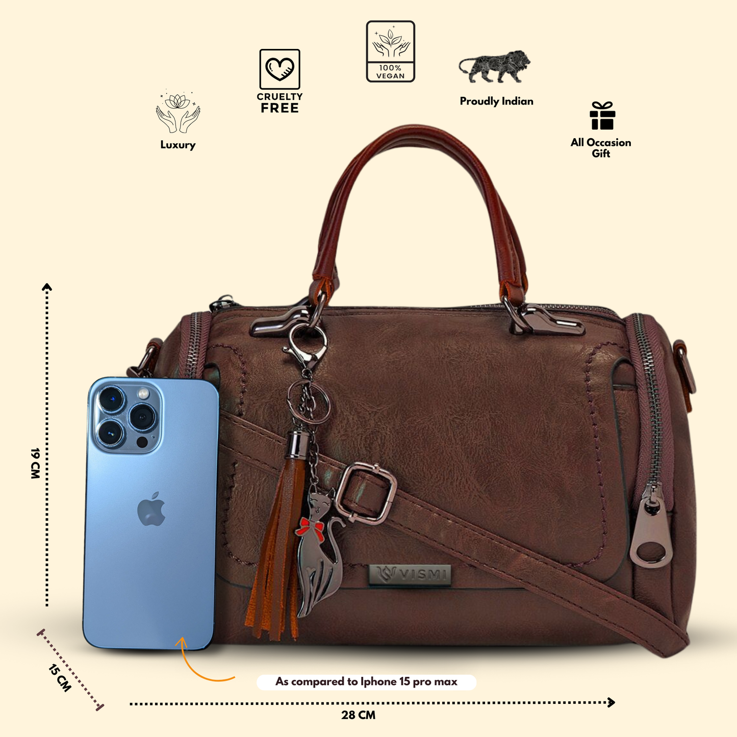 Timeless Mystique Satchel Handbag - Coffee Brown