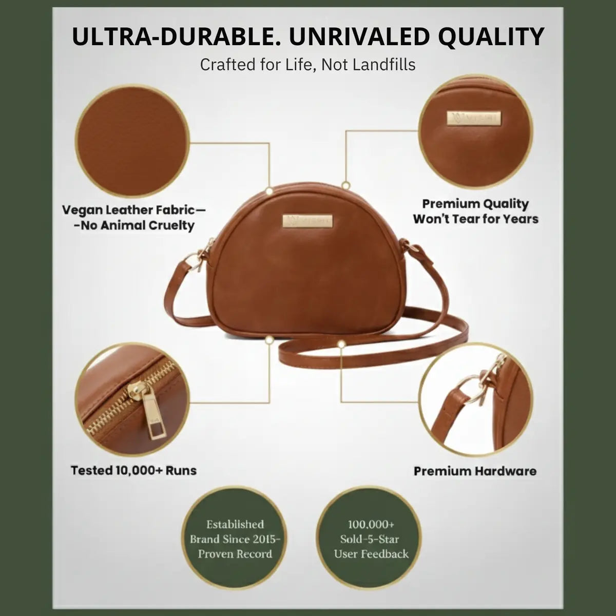 Women’s crossbody sling bag made from premium vegan leather with a sleek modern design.