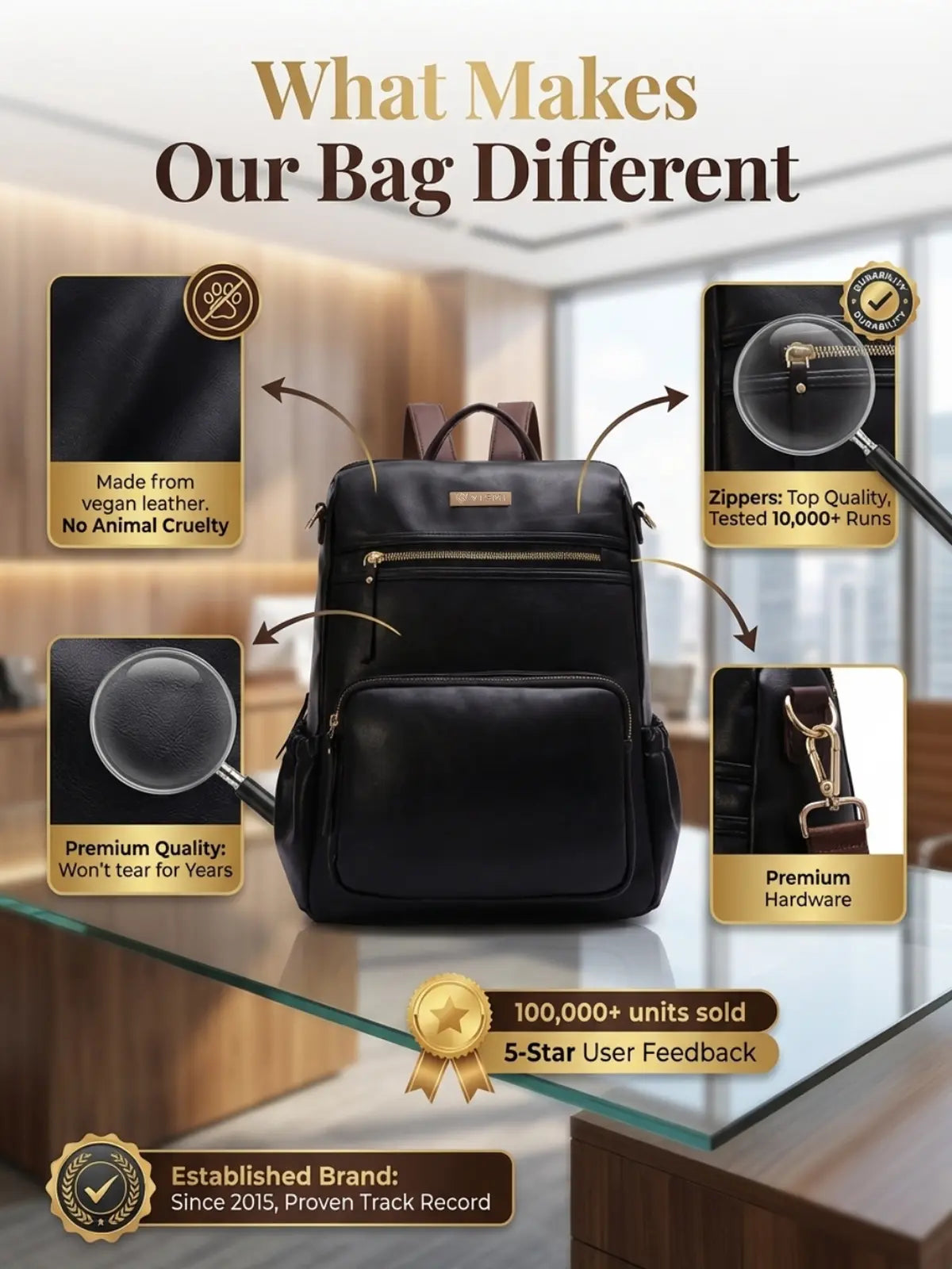 Timeless Diva Women Laptop Backpack - Black