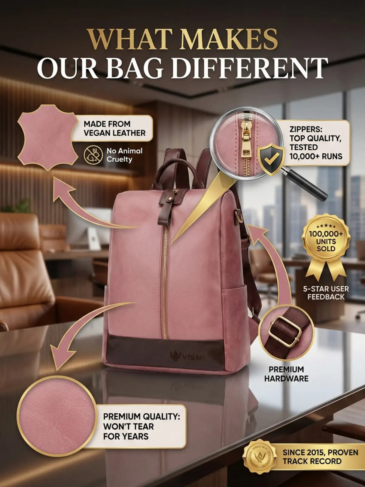 Timeless Aura Women Backpack Handbag - Blush Pink