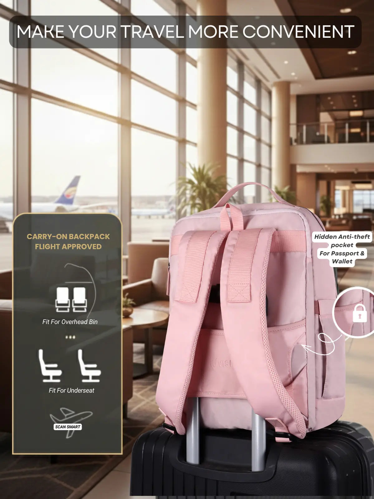 Everyday Essentials Travel Laptop Backpack - Pink