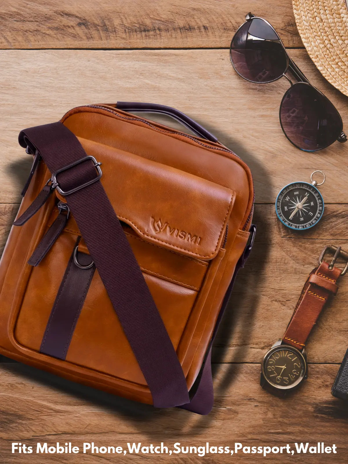 Timeless Alpha Men's Messenger Bag - Tan