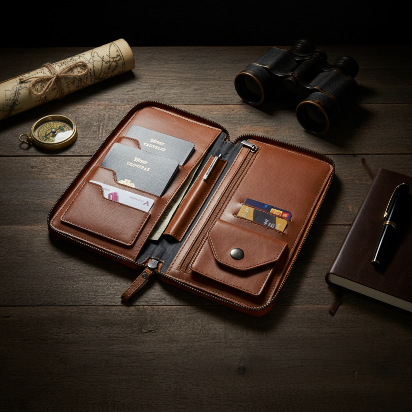 Formé Zip Folio - Tan