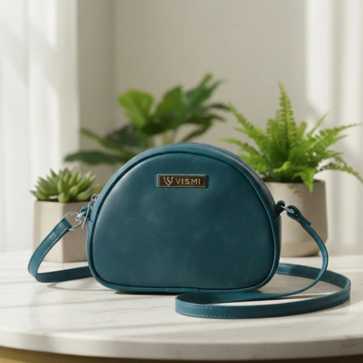 Vegan leather sling bag for women worn as a crossbody