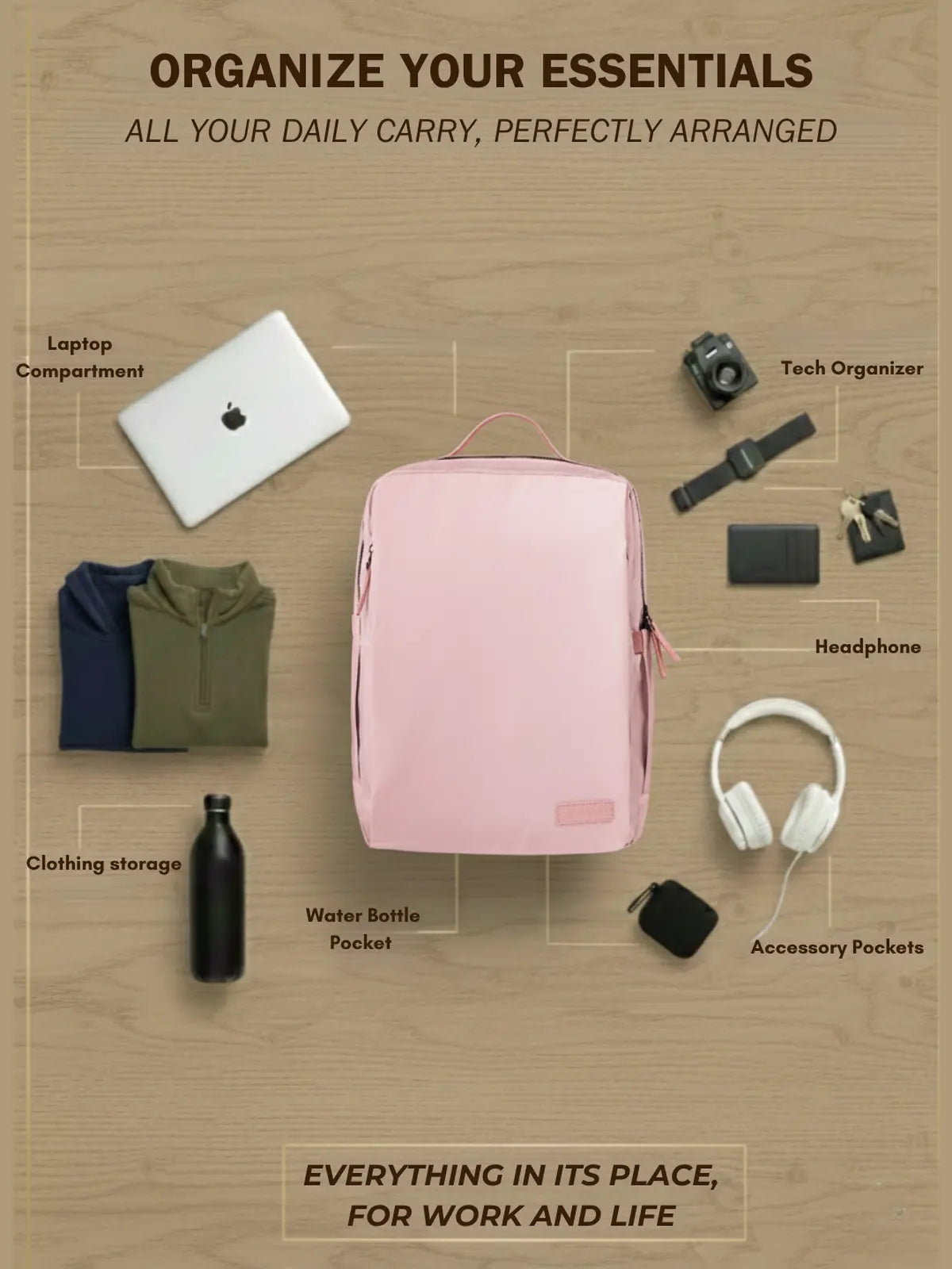 Everyday Essentials Travel Laptop Backpack - Pink
