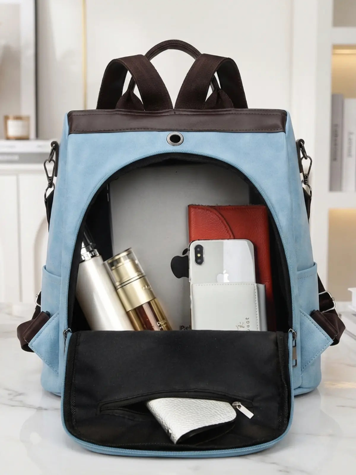 Timeless Aura Women Backpack Handbag - Sky Blue