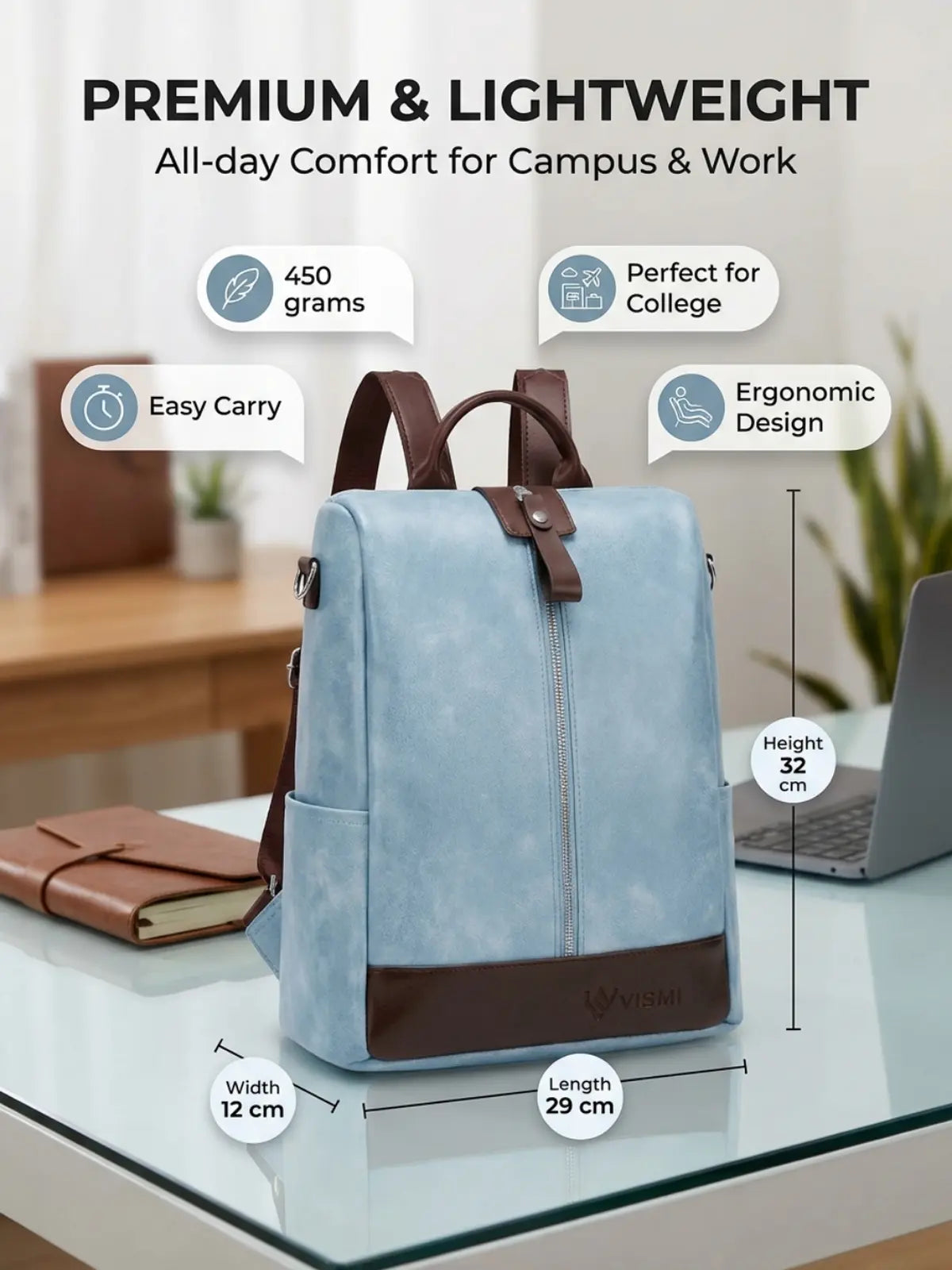 Timeless Aura Women Backpack Handbag - Sky Blue