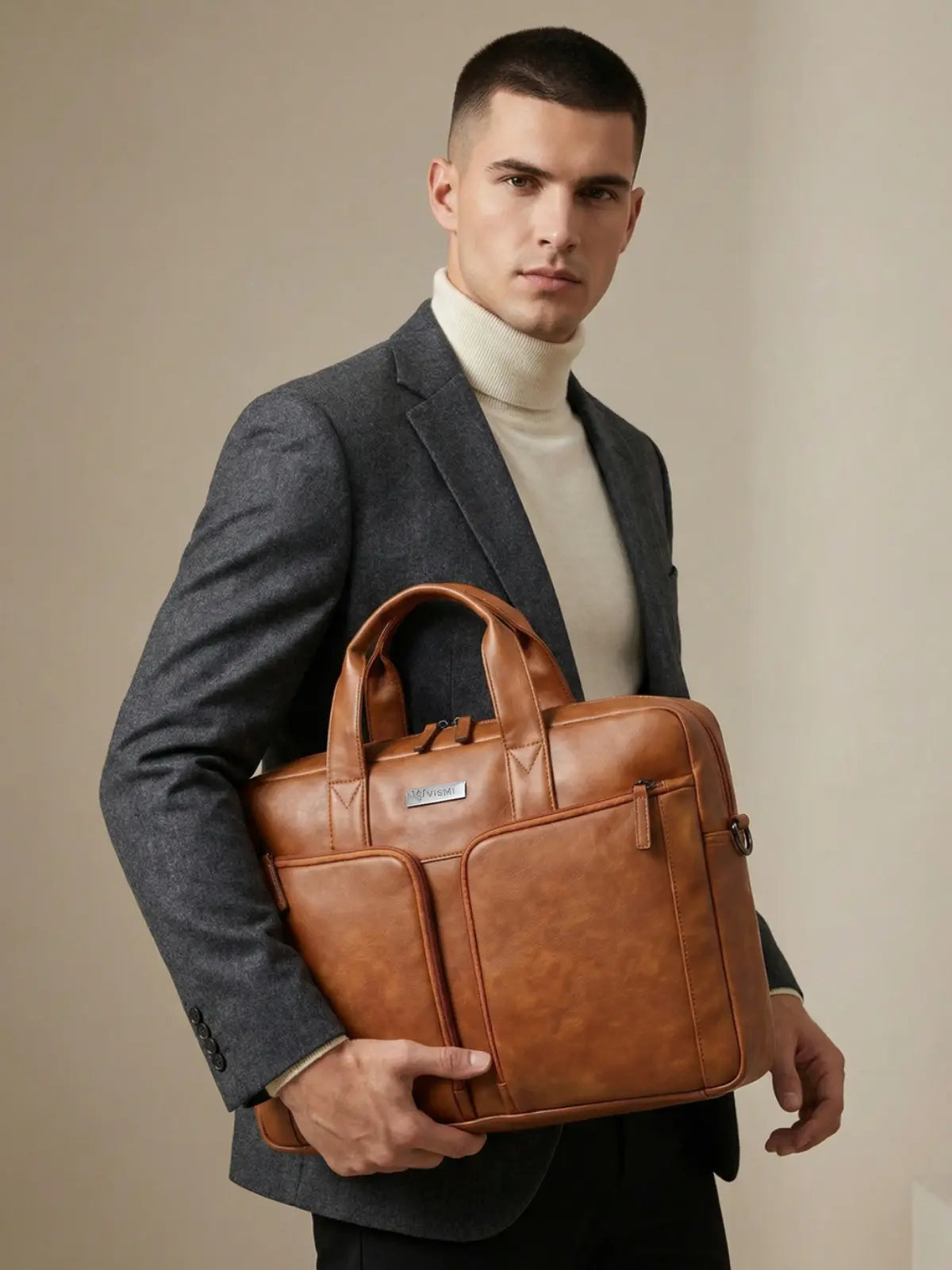 Timeless Orbit Laptop Messenger Bag - Tan
