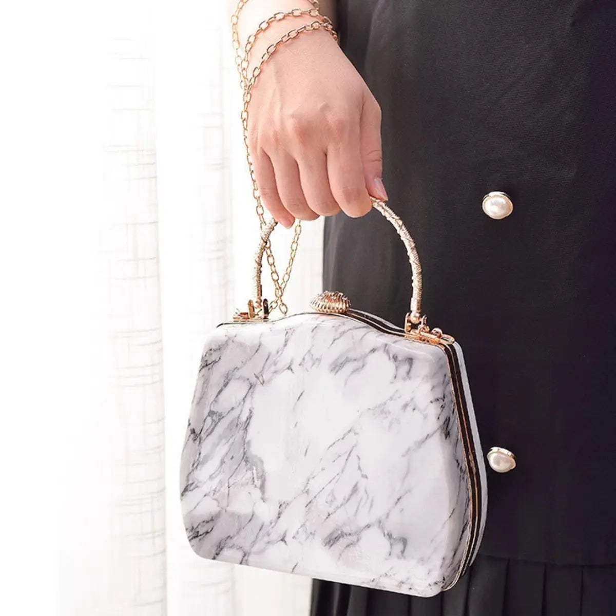 Marble Evening Bag- White