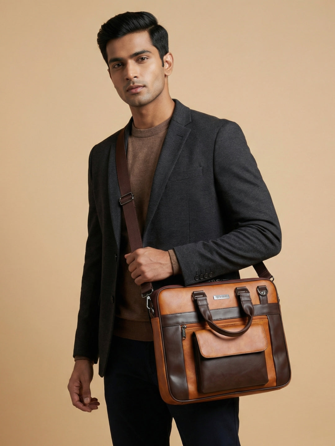 Timeless Prime Laptop Messenger Bag - Tan