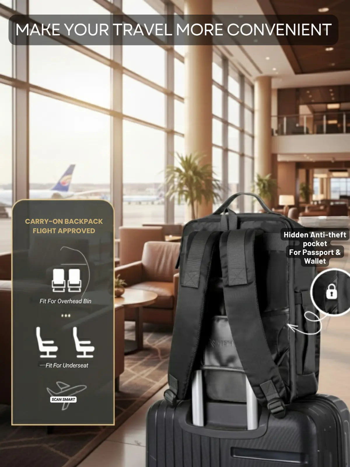Everyday Essentials Travel Laptop Backpack - Black