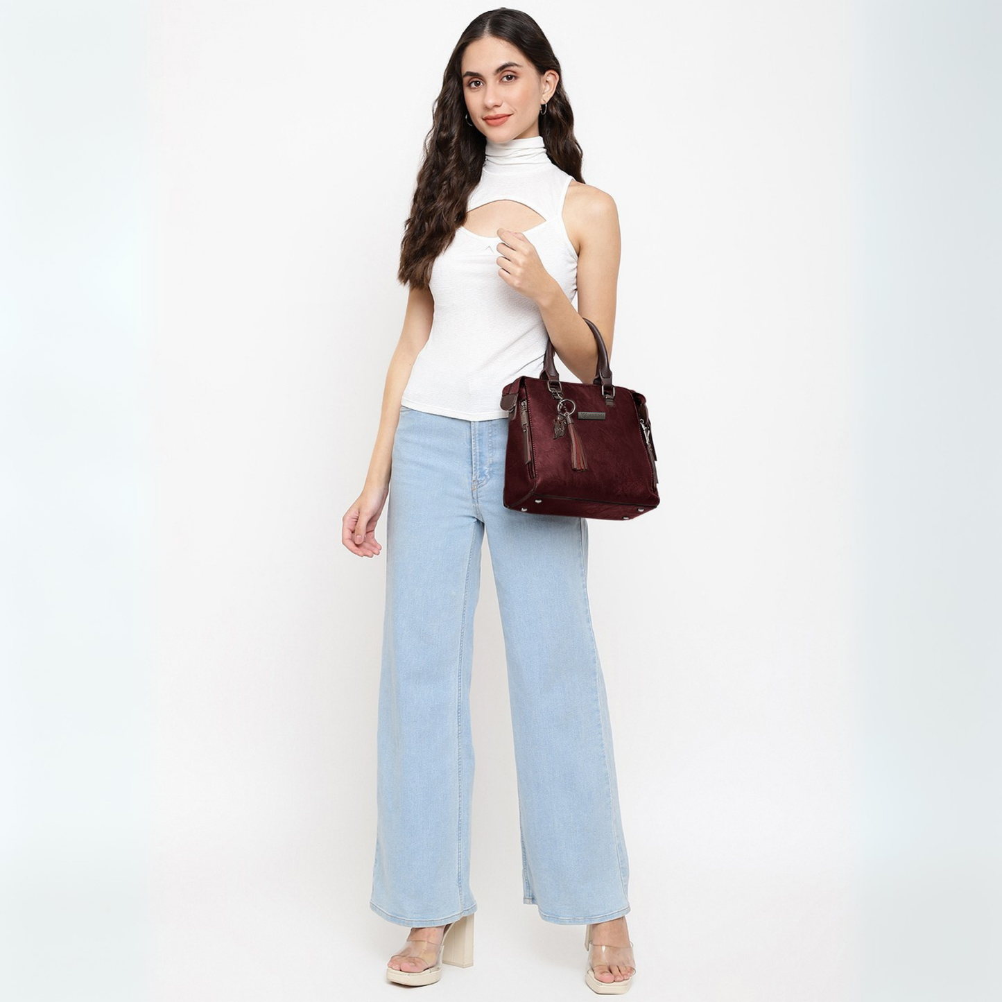 Timeless Elegance Satchel Handbag - Wine